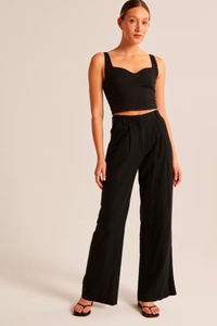 Abercrombie &amp; Fitch Linen-Blend Tailored Wide Leg Pant,  $80